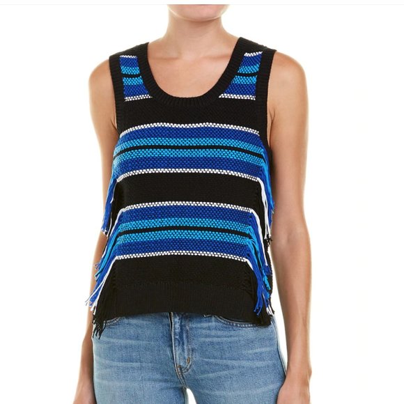DEREK LAM 10 CROSBY Boho Fringe Knitted Sleeveless Top - Picture 8 of 8